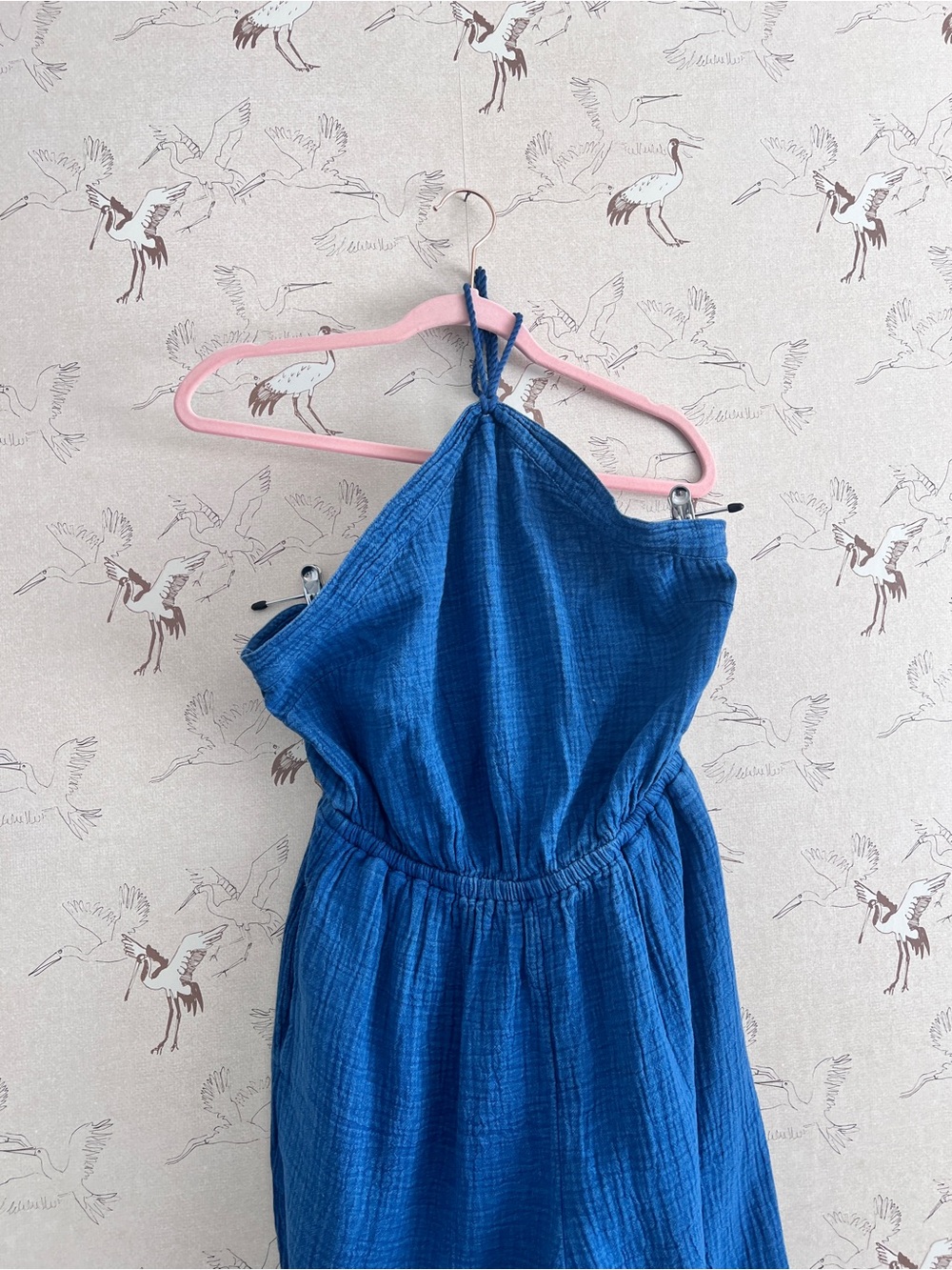 Aerie gauzy blue wide leg halter jumpsuit - Picture 4 of 7